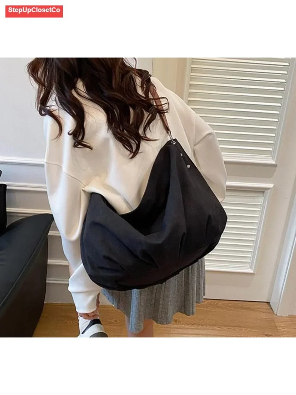 Large Canvas Hobo Bag Women Slouchy Crescent Crossbody Shoulder Purse Work